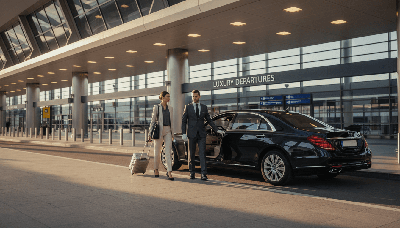 Voyageur satisfait récupérant sa voiture à l'aéroport