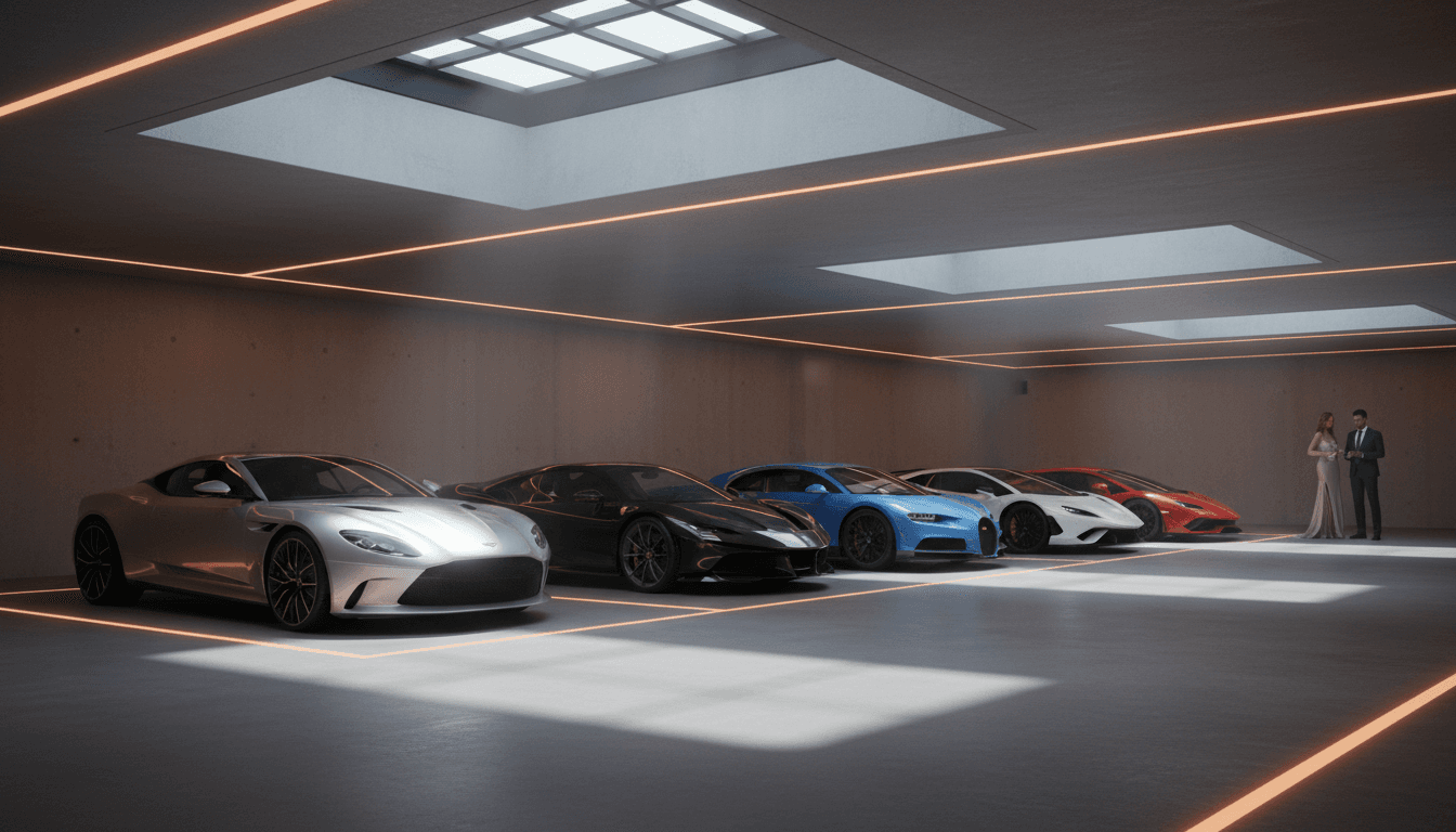 Flotte de véhicules de luxe Mano Tours stationnés à Rabat sous éclairage doré professionnel